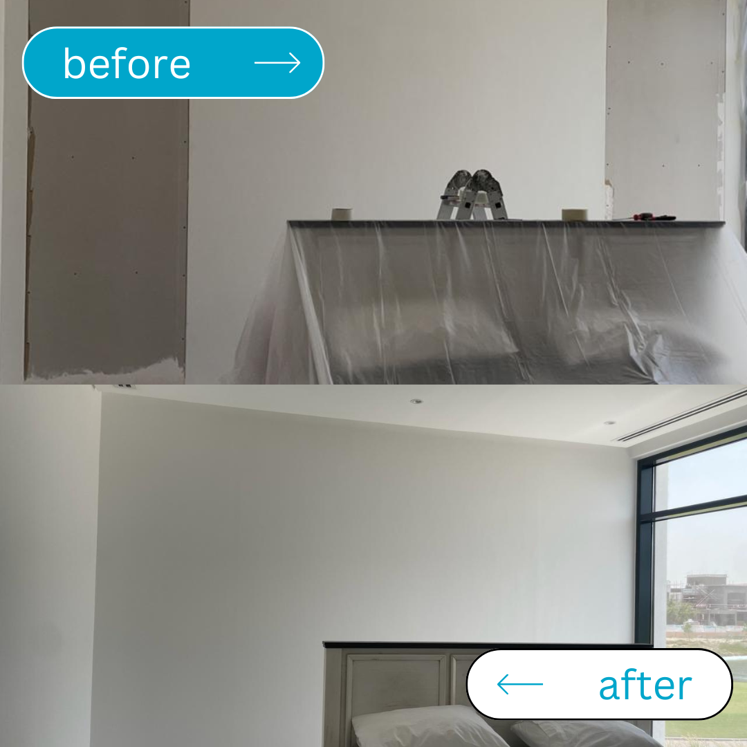Indoor painting before and after